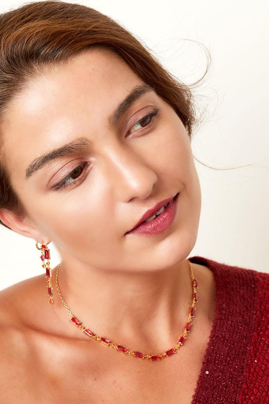 Halskette mit farbigen Steinen - Kollektion Sparkle Fuchsia Kupfer h5Bild2